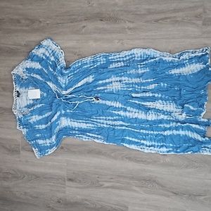Raviya Blue and White Tie-Dye Swim Coverup
